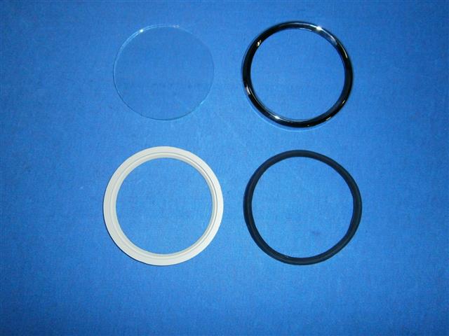 Chromring Tacho Set Glas, Dichtung, Chromring alle Modelle 1949-1969 V